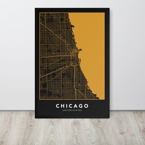 Carte de Chicago, Impression de carte de Chicago, Minimaliste, , Illinois, États-Unis, Accueil, Affiche de carte, Décoration murale, Cadeau personnalisé et personnalisé
