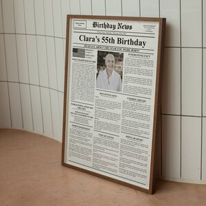 Cartel de periódico de 55 cumpleaños, regalo de cumpleaños 55 personalizado para padres/abuelos, decoración de fiesta de cumpleaños, regalo de cumpleaños para hombres o mujeres
