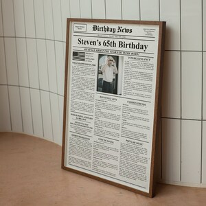 65歳の誕生日新聞ポスター、両親/祖父母へのカスタム65歳の誕生日プレゼント、誕生日パーティーのデコレーション、男性または女性への誕生日プレゼント