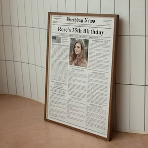 Póster de periódico de 35 cumpleaños, regalo de cumpleaños 35 personalizado para padres/abuelos, decoración de fiesta de cumpleaños, regalo de cumpleaños para hombres o mujeres