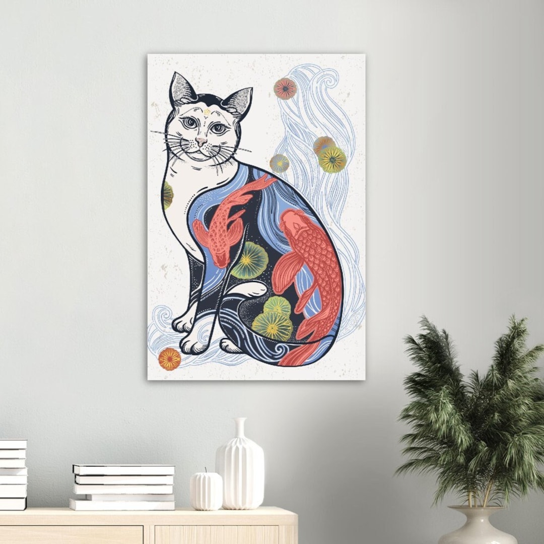 Cat Wall Art Decor Falling Cat Poster Printable Cat Art Cat Etsy