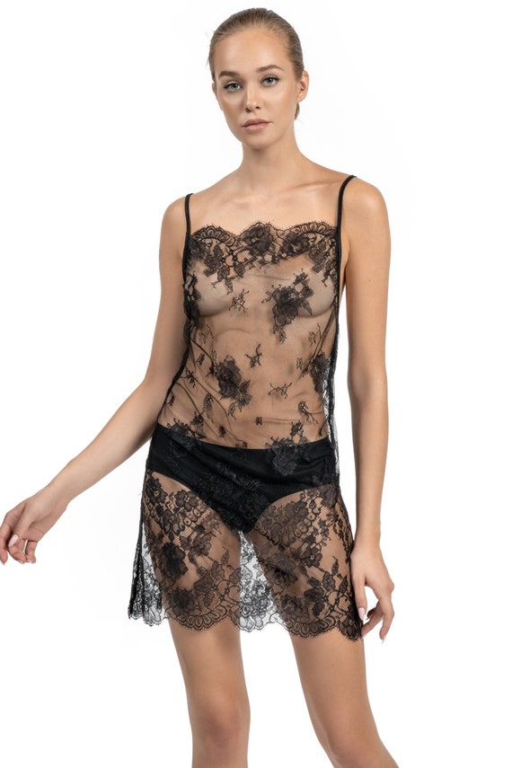  Front Double Strap See Through Lingerie,V-Neck
