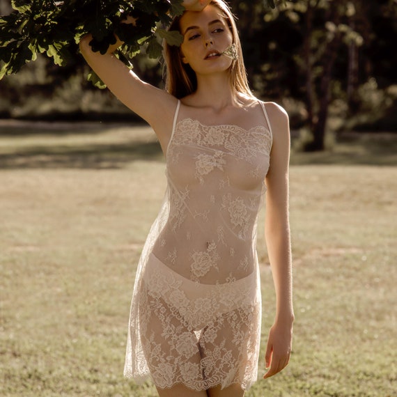 Lace Sheer Nightgown for Women Sexy Sleepwear Plus Size S XXL