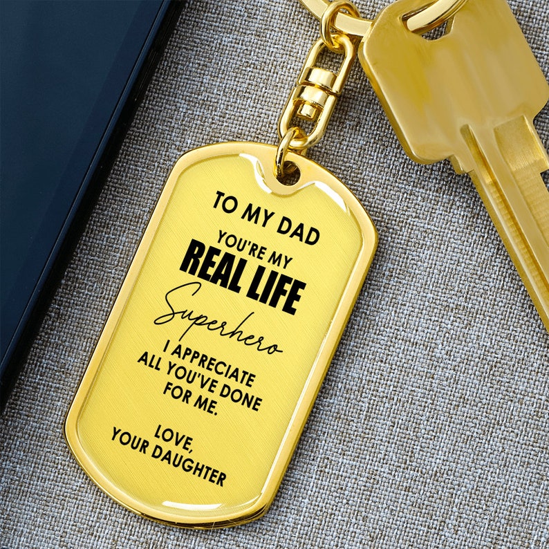 Personalized to My Dad Dog Tag Keychain Father's Day Etsy