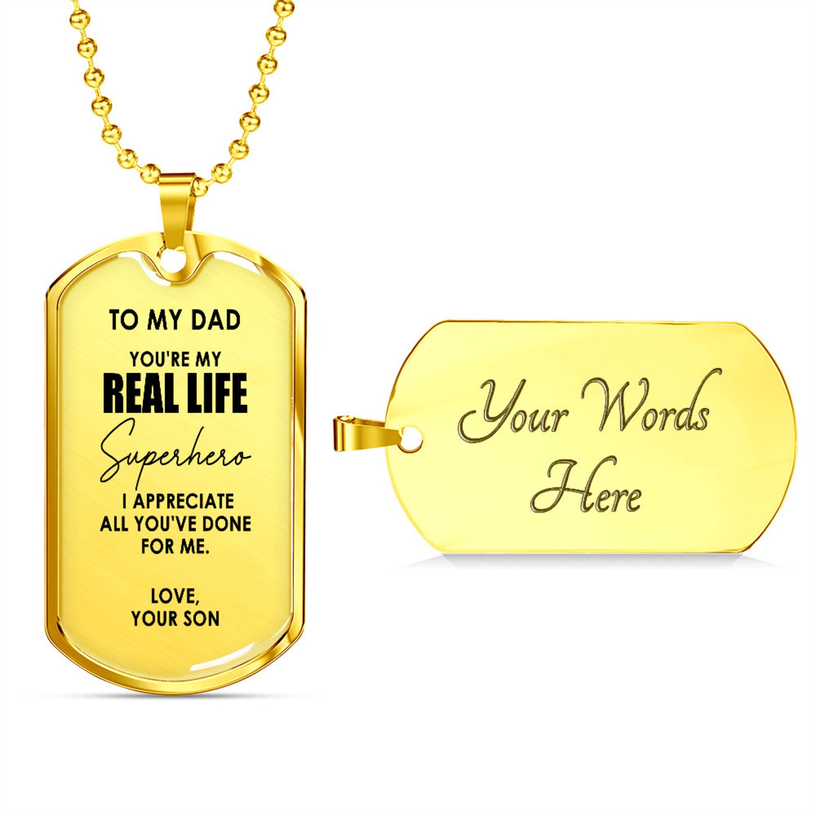Personalized to My Dad Dog Tag Necklace Father's Day Gift Etsy
