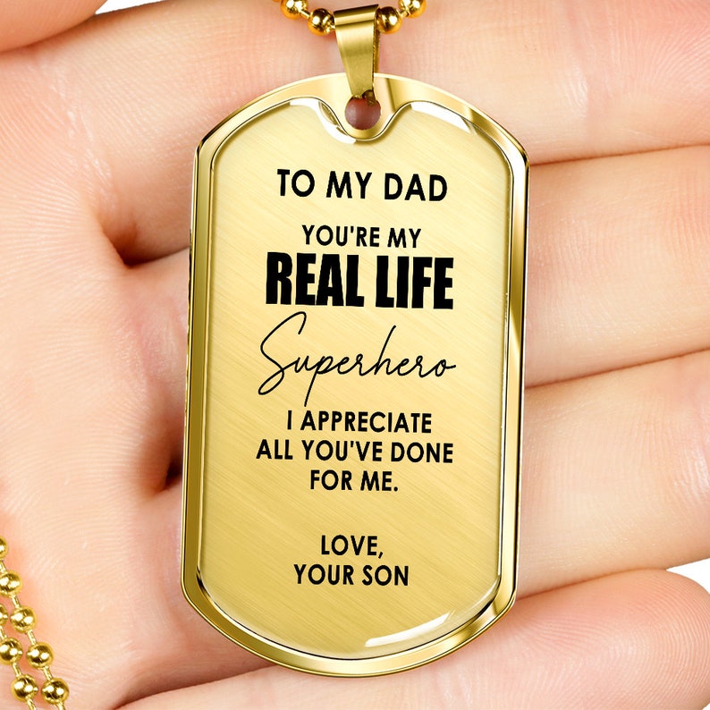 Personalized to My Dad Dog Tag Necklace Father's Day Gift Etsy