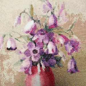 Handmade Completed Finished Cross Stitch Flowers with Vase