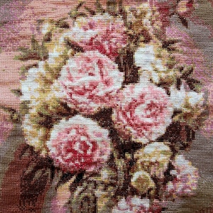 Handmade Completed Finished Cross Stitch Flowers