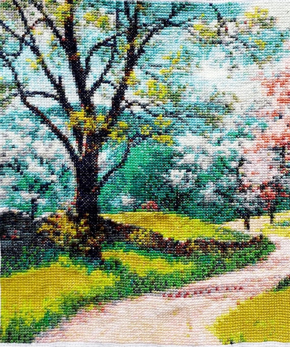 手作り完成クロスステッチ風景公園 - Etsy 日本