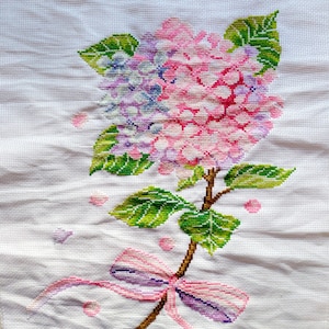 Handmade Completed Finished Cross Stitch Flower Language - Hydrangeas