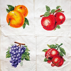 Handmade Completed Finished Cross Stitch Fruits Series 4/set