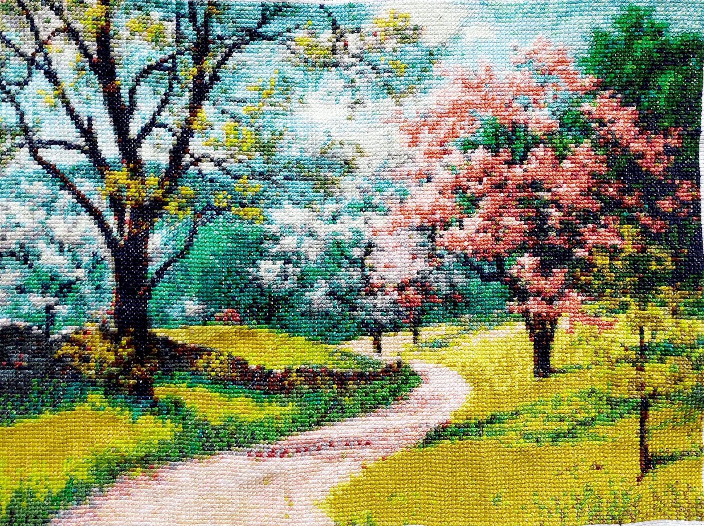 手作り完成クロスステッチ風景公園 - Etsy 日本