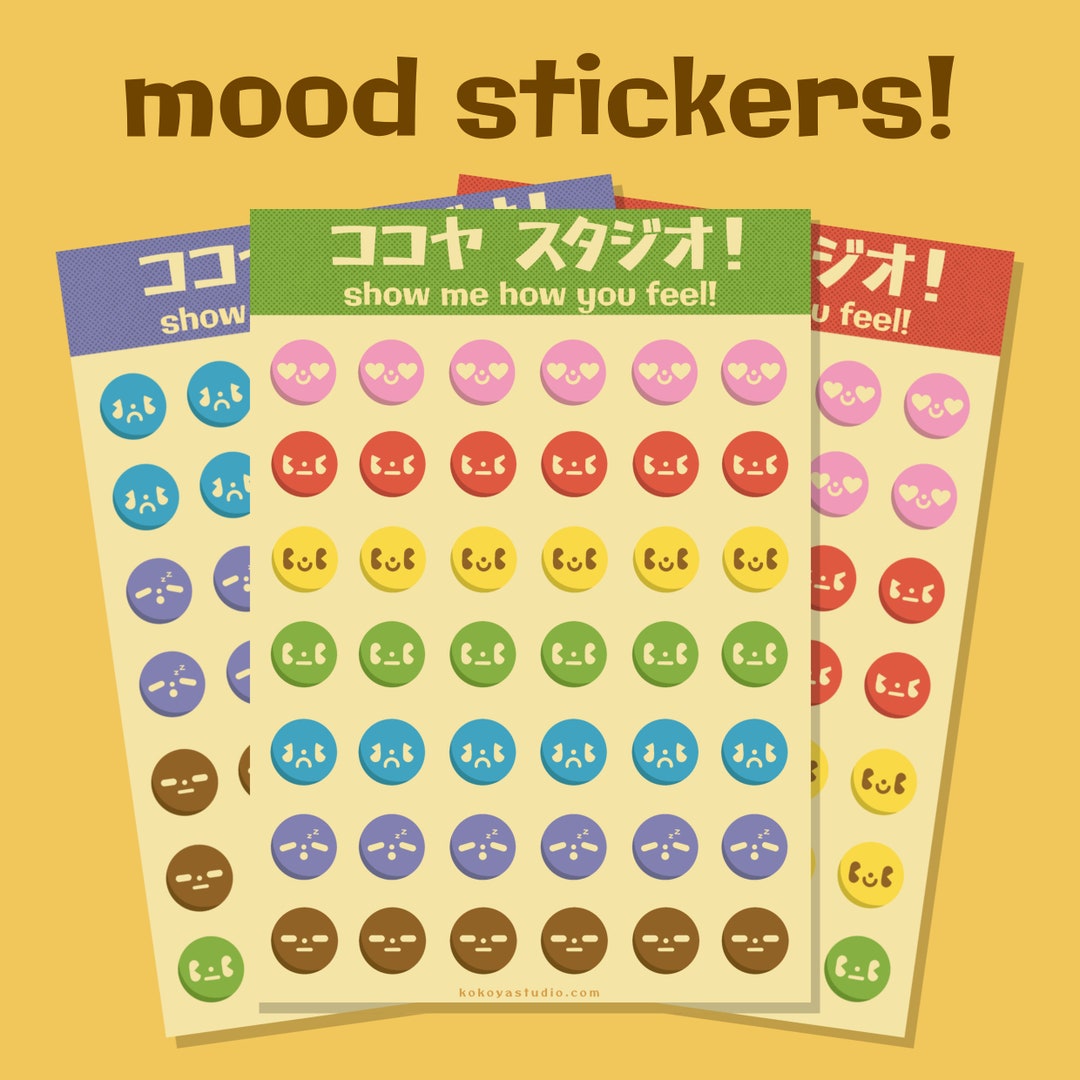 Mood Sticker Sheet Emoticon Stickers Emoji Stickers Face Etsy
