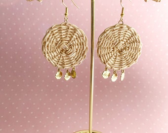 Handmade rattan earrings. Personalized gift. Handmade earrings made of 100% natural rattan