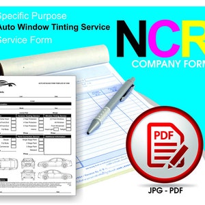 Estimateur de formulaire de service de teinture de vitres imprimables. Formulaire commercial NCR personnalisé en téléchargement numérique au format Jpg Pdf par ODM