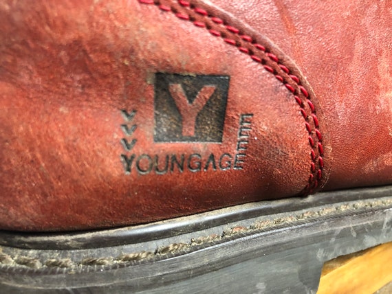 Vintage retro brick red leather lace up hiking wa… - image 4