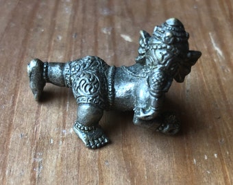Brass unique rare baby Guru Shri Ganesha miniature statue figurine Altar meditation ornament travel size pocket Deity Hindu Goddess figurine