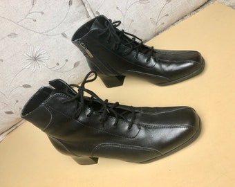 Y2K Black Chunky Lace up Ankle Boots Mens 10 Water Resistant