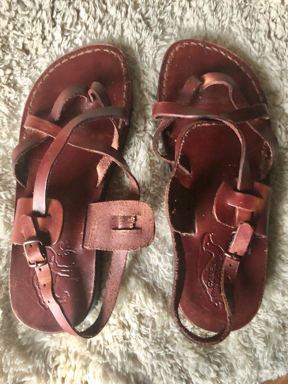 Vintage Brown Leather Jesus Sandals Size EU 40 - Etsy