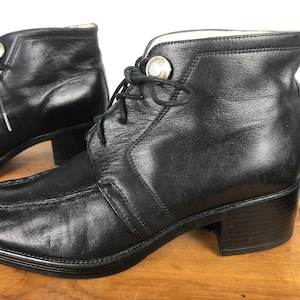 Vintage black soft leather witchy goth punk lace up ankle boots Size EU 36