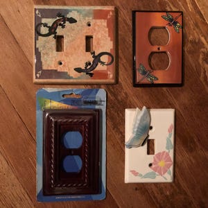 Vintage ceramic light switch and electrical outlet covers with various images ceramic plates - price is per piece