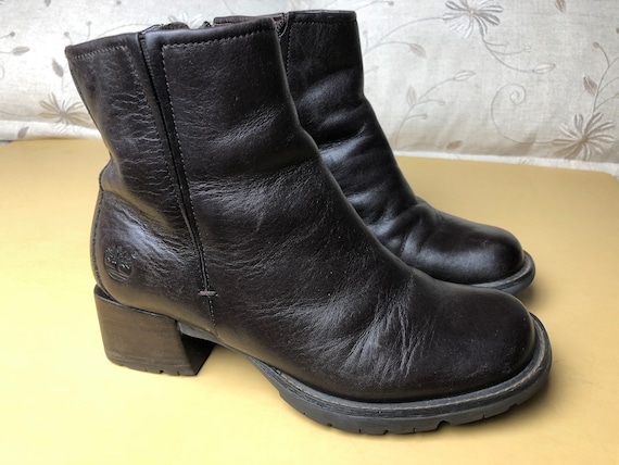 靴 00s archive zip leather boots 00s Vintage Style Brown Leather Zip up Ankle Boots Size US