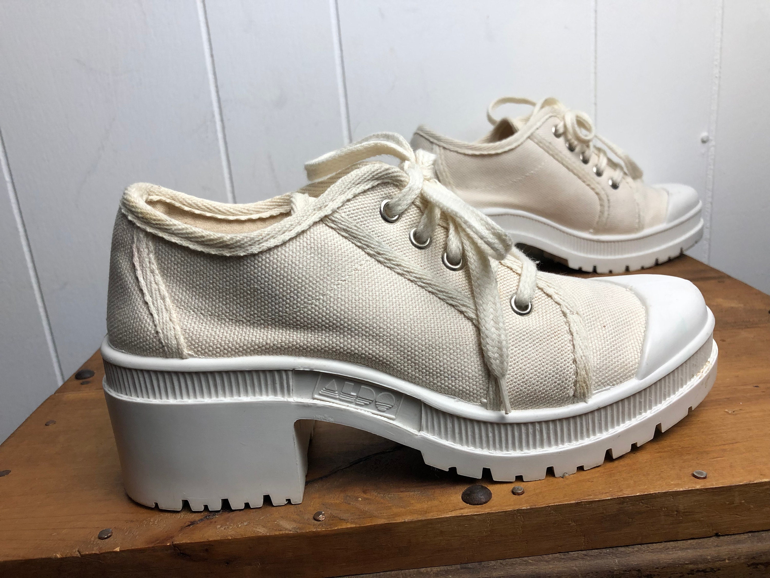 Chunky Heel Sneakers White Platform Sneakers 90s Vintage Y2K 90s