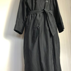 Vintage black long maxi trench coat with removable leopard inlay