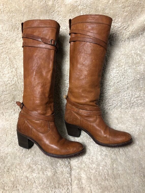 FRYE Brown Leather Boots/ Vintage Tall Boots / 70s 80s 90s 