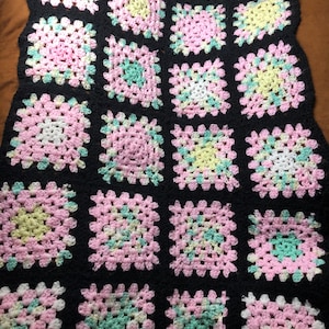 Granny square crochet Afghan blanket handmade throw