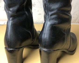 00s Black Leather Zip up Boots Size US 6 - Etsy