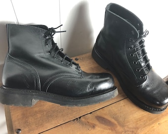 Bottes de combat en cuir noir à lacets chaussures Bottes de forage punk unisexes Taille US 7,5 W