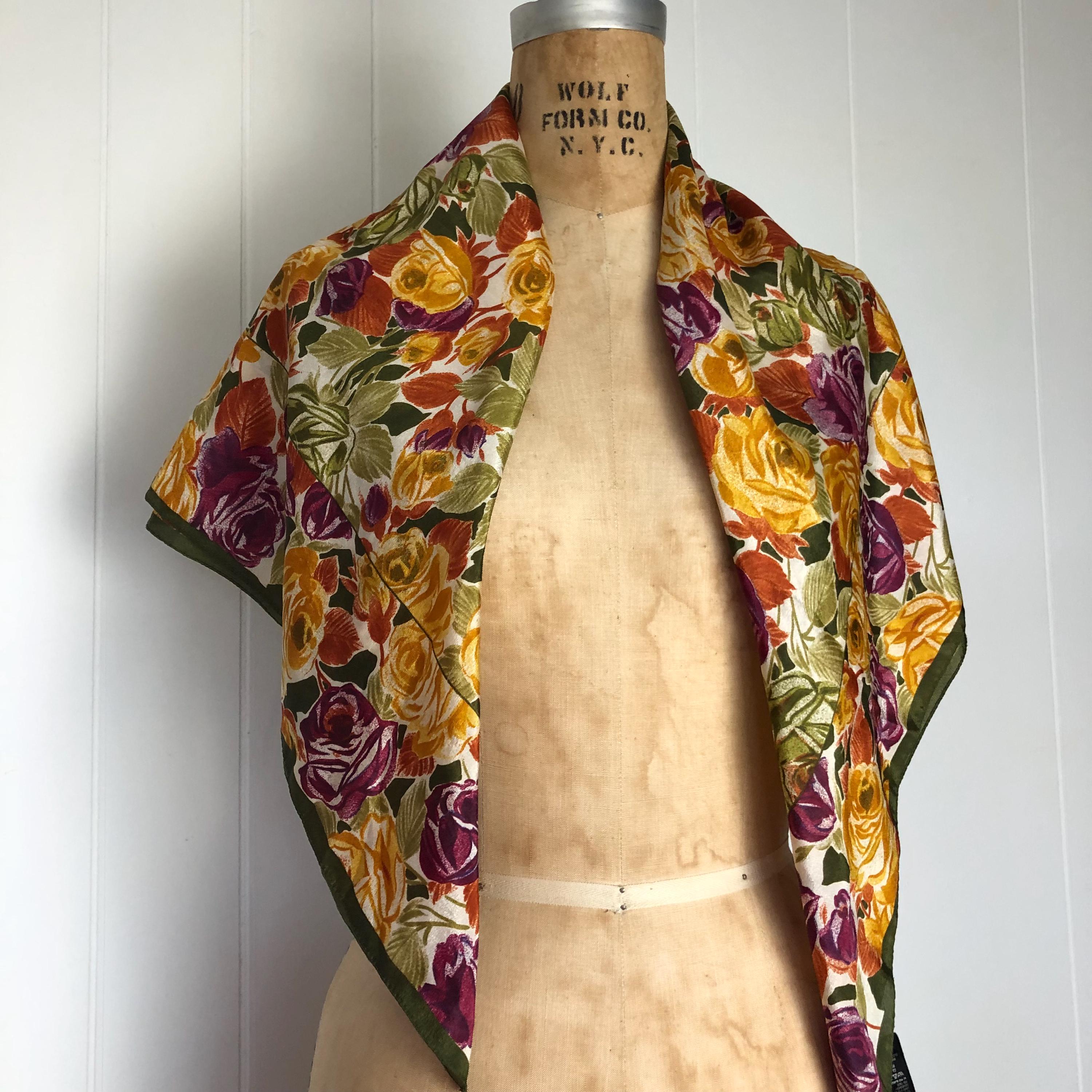 Vintage Tie Rack Art of Silk Floral Silk Scarf - Etsy