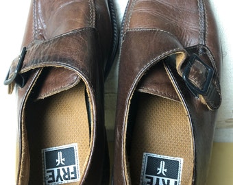 Brown Leather FRYE Slip on Shoes With Adjustable Buckle Size  display picture 2