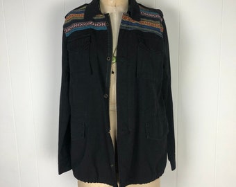 Vintage black blazer unisex gender neutral light jackets with buttons and full zipper