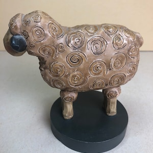 Folk-Outsider Art wooden lamb carving primitive minimalist figurine outsider art statue