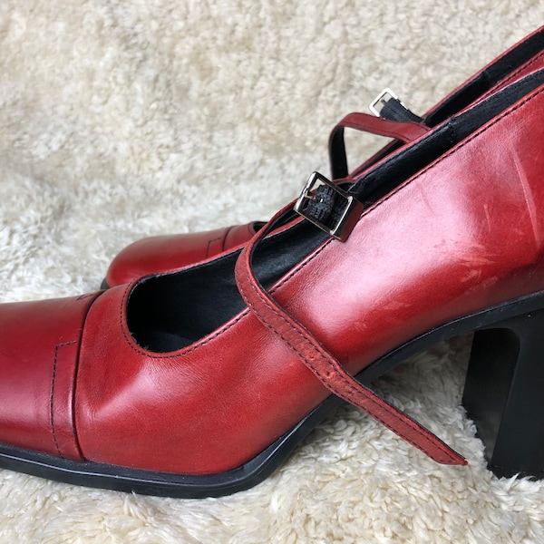 Red Mary Jane Shoes Etsy
