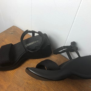 CANDIE&#39;S Black wedges chunky platform sandals made in Brazil size US 6 RU 37