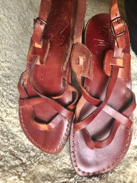 Vintage Brown Leather Jesus Sandals Size EU 40 - Etsy