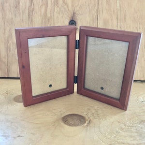 Vintage wooden photo double walnut frame 3.5 x 5