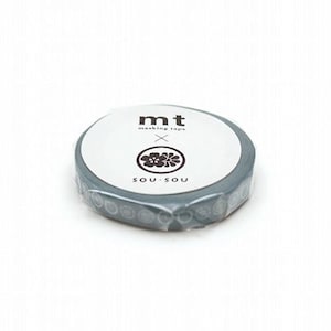 May include: A roll of grey masking tape with the text "mt masking tape" and a floral design. The tape is wrapped in clear plastic and features the brand name "SOU・SOU".