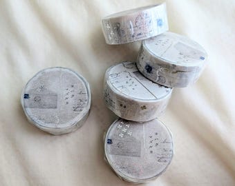 Yohaku / Cinta Washi estampada con papel de aluminio -Mazurka YH-001