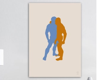 Gay Couple Art Print, Lovers Illustration, LGBTQ Home Decor