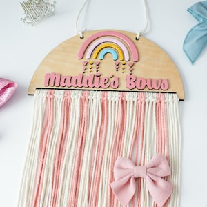 Rainbow Bow Holder, Macramé Bow Holder, Baby Girl Nursery, Nursery  Boho Decor, Bows Organizer, Baby Shower Gifts, Wall Art