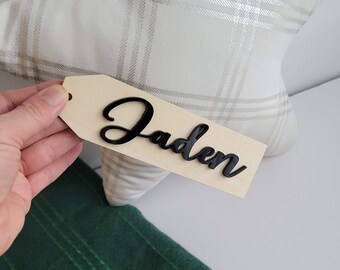 Etiquetas para calcetines navideños, etiquetas de madera con nombre, etiquetas de acrílico con nombre, personalizadas, etiquetas de regalo, calcetines navideños