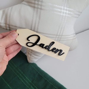 Stocking Name Tags, Wood Name Tags, Acrylic Name Tags, Personalized, Gift Tags, Laser Cut Names, Christmas