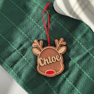 Reindeer name wood Ornament, Rudolph, Christmas Ornament, Christmas Tree Decor, Christmas Decor, Personalized Ornaments