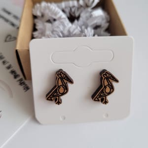 Taino Bird wood earrings, Stud earrings, Taino Art, Taino figures, Puerto Rico, Boricua, small earrings