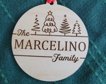 Family Name wood Ornament, Christmas Ornament, Christmas Tree Decor, Christmas Decor, Personalized Ornaments