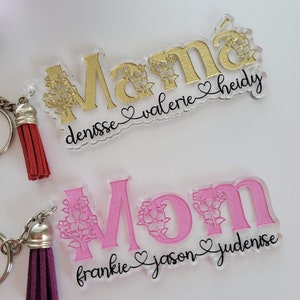 Personalized Mom/Mamá acrylic keychain / Mothers Day gift / Purse accessory/ Dia de las Madres/ Llavero para Mamá personalizado